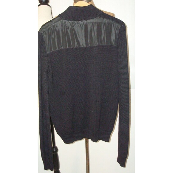 New NWT M Mark Law Luxury Black Cardigan Sweater Jacket Chest Zip Pocket Cotton - Picture 3 of 4